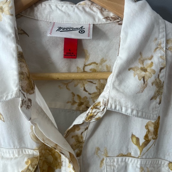 Artsy Teacher Full Button Down Shirt Dress Gold Roses on Cream Long Women’s L - Picture 8 of 16